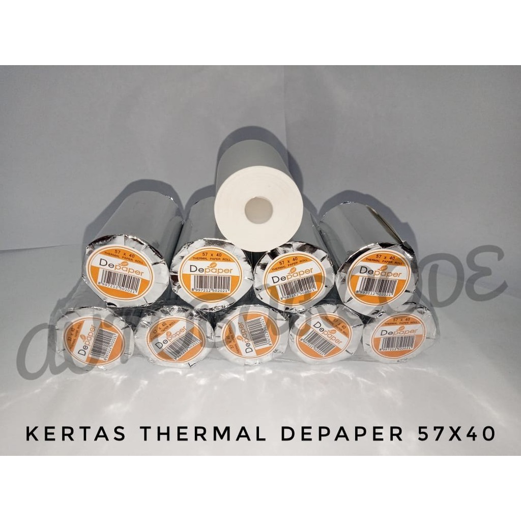 Depaper 57X40 Kertas Thermal Printer 58MM Struk Nota Kasir Kwitansi Cafe Resto Minimarket 58X40