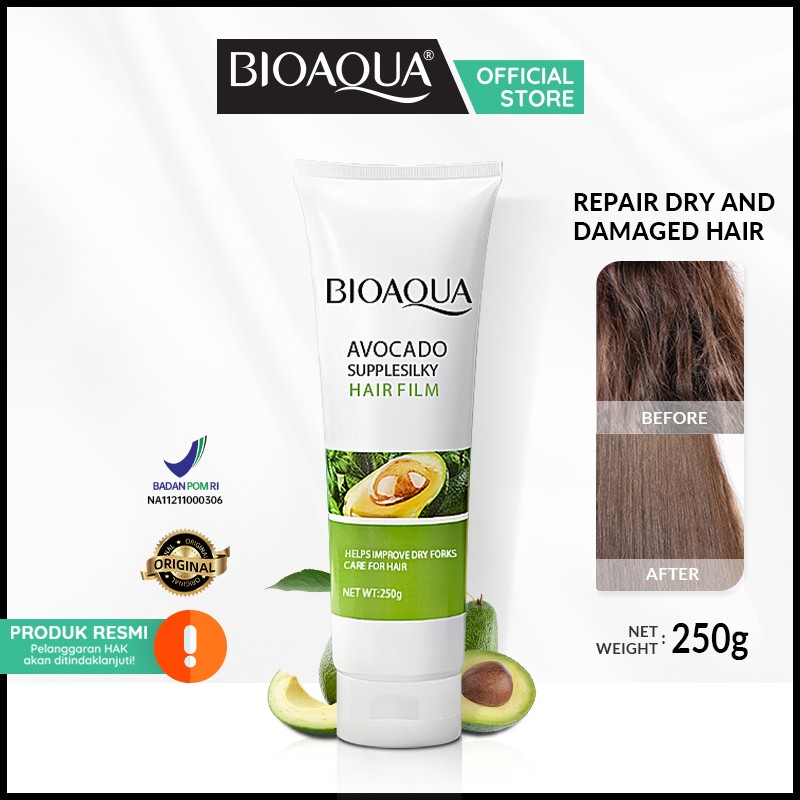 【BPOM】BIOAQUA Avocado Supple Silky Hair Film mask /Masker Rambut /Creambath Rambut 250g