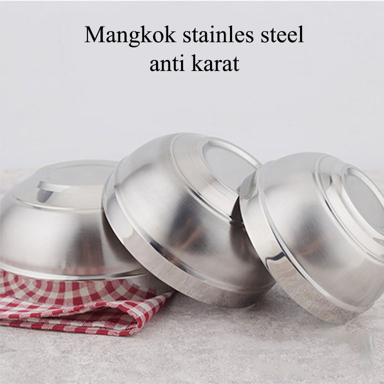 stainless steel double wall bowl anti panas mangkok korea