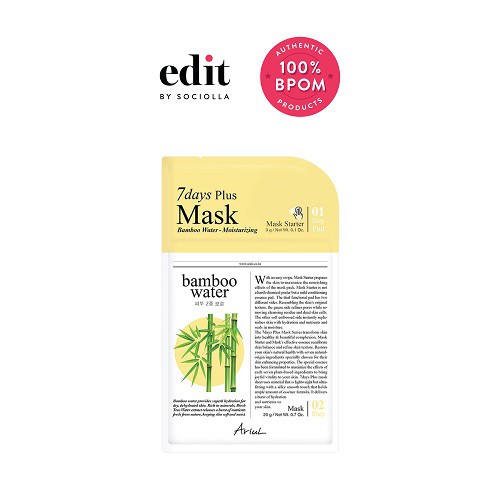 

Ariul 7Days Plus Mask Bamboo Water - Size: 20 gr - Edit by Sociolla