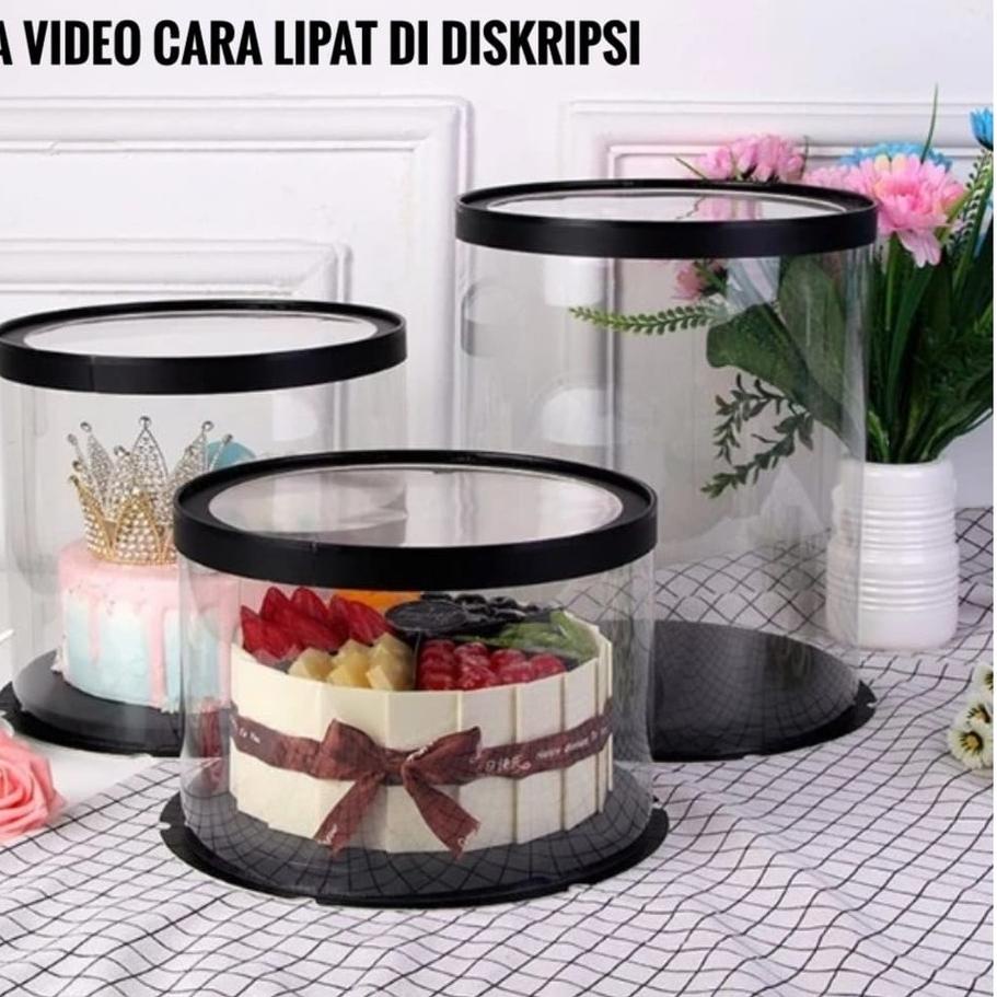 

Update - Cake Box Bulat Dus Kue Kotak Kue Transparant Mika PET 22x22 cm