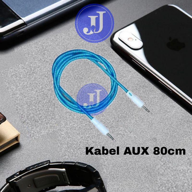 Kabel Audio AUX Jack 3.5mm Panjang 80cm HP Android Samsung Speaker Mobil cable