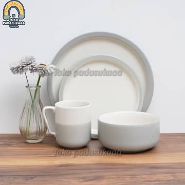 Appetite Set 16 Pcs Ollers Perlengkapan Makan - Abu-Abu