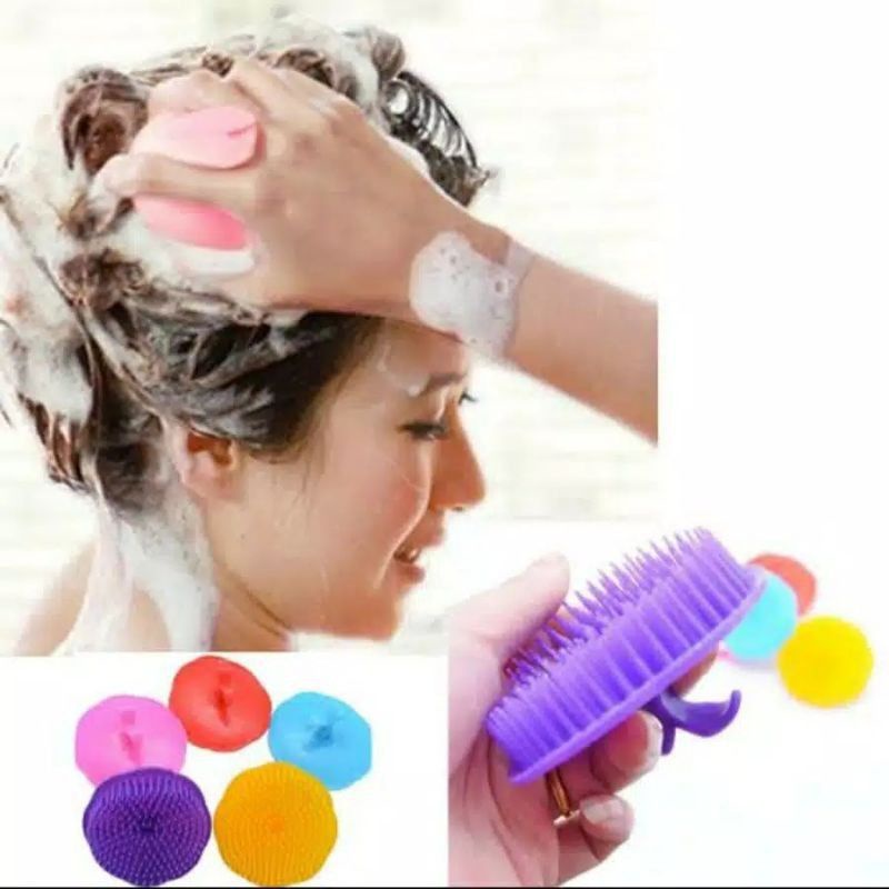 Sikat keramas/sisir salon bulat/Silikon Cuci Rambut Keramas/ Sisir Spa Gosok Pijat Kulit Kepala