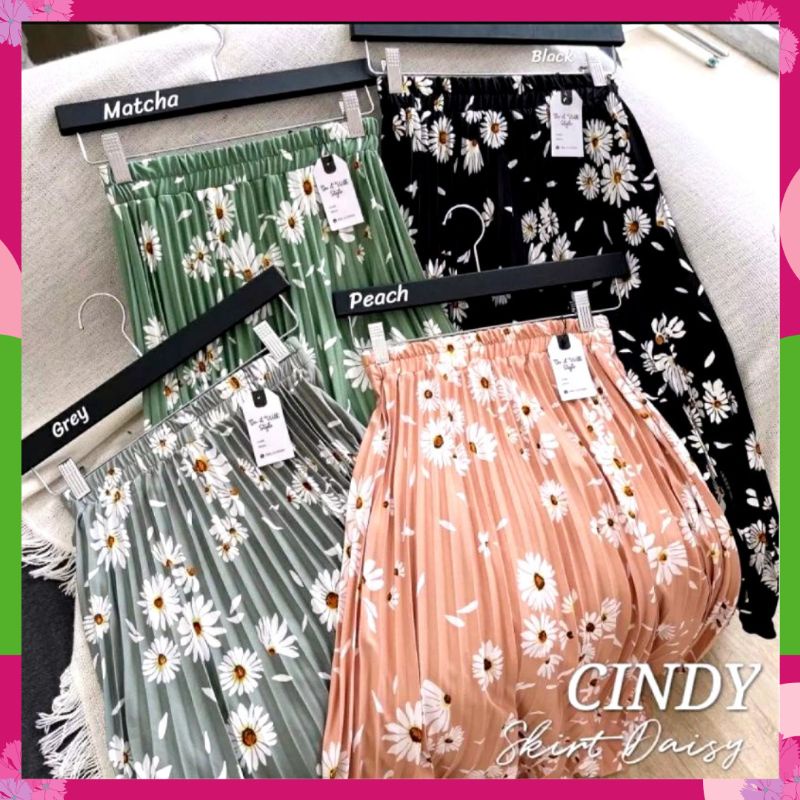 ROK PLISKET DAISY °° Rok Plisket Lipatan Besar Motif Bunga°°Rok Wanita Terbaru