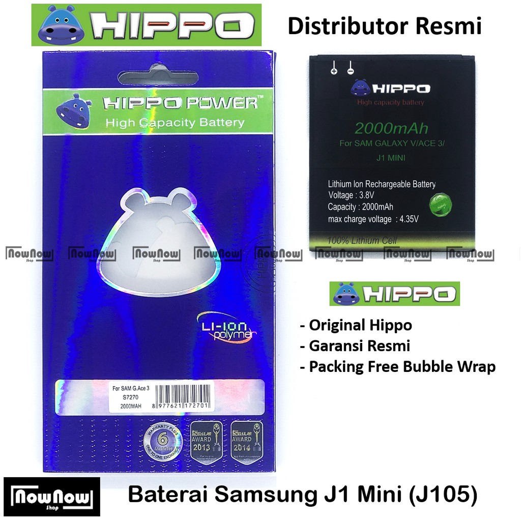 Baterai Hippo Samsung Galaxy J1 Mini J105 J105F Original Batre Batrai Battery HP Garansi Resmi