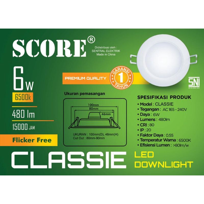 LED PANEL SCORE 6W