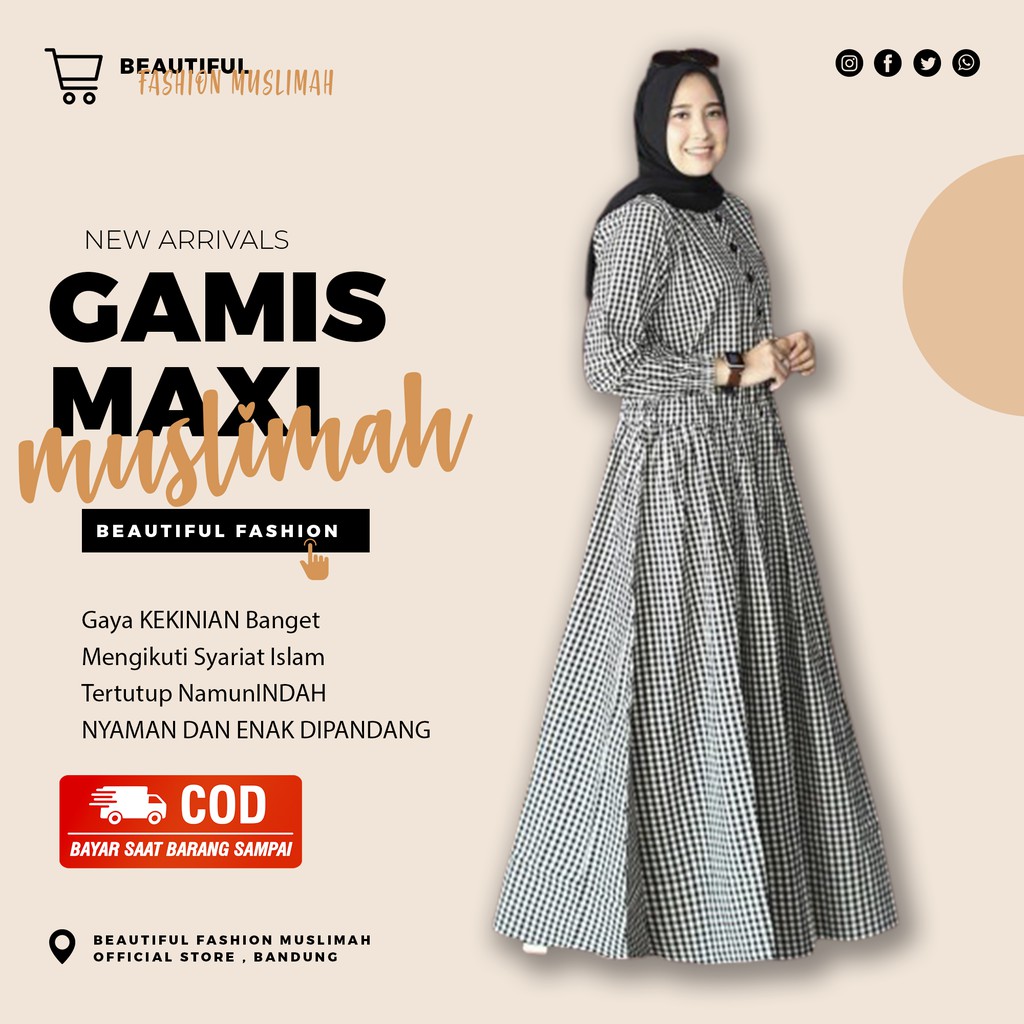 Gamis Maxi Kotak Kotak Terbaru 2020 Baju Gamis Wanita Jumbo Syari Murah Terbaru 2020  Gamis Maxy