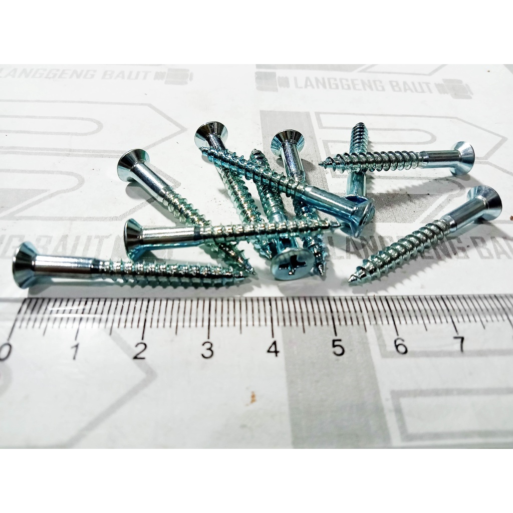 10 Pcs Sekrup Kayu 4,1x38 Putih Obeng Plus / Baut Kayu Panjang 3,8cm