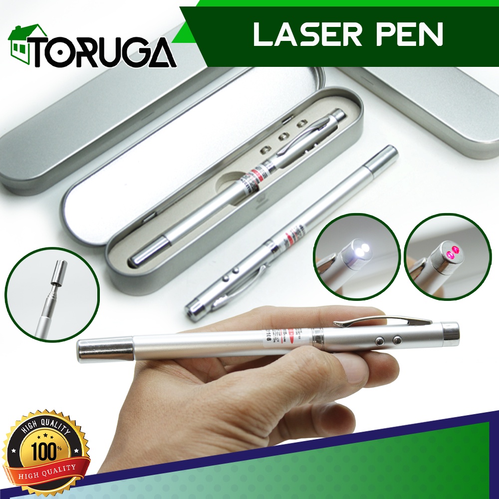 Pulpen Laser Pena Bolpoin LED Aluminium - 5 IN 1 Pen Ball Point