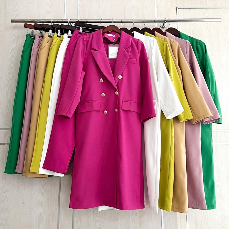 Set blazer Kenza IMPORT BANGKOK BKK PREMIUM LONG COAT OUTER BLAZER ONE SET BLAZER DAN CELANA HIGH QU