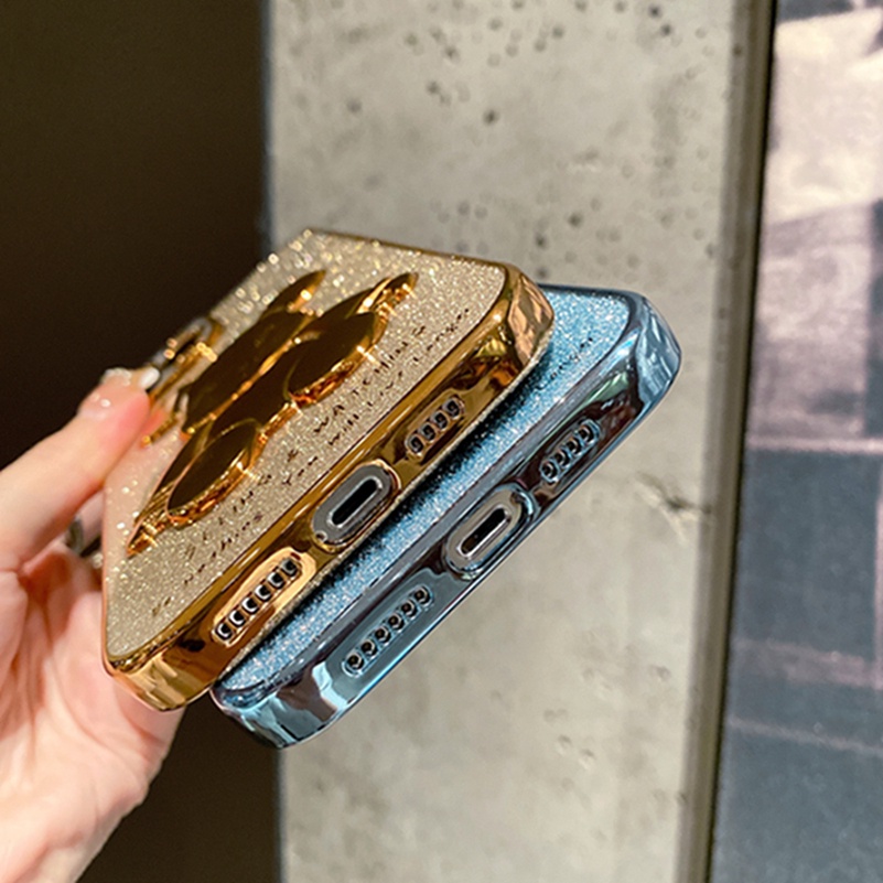 Soft Case Pelindung Desain Beruang 3D Electroplated Shockproof Untuk iPhone 13 12 11 Pro Max X Xr Xs Max SE 2020 iPhone 8 7 6 6s Plus 7pus 8plus Luxury Plating Cellphone Phone Case Casing All-inclusive Shockproof Protective Cover