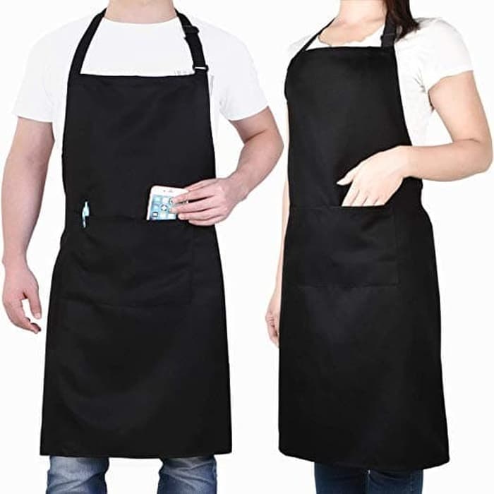Jual Celemek Masak / Apron Cotton Full Polos Murah Premium Quality - Hitam  | Shopee Indonesia