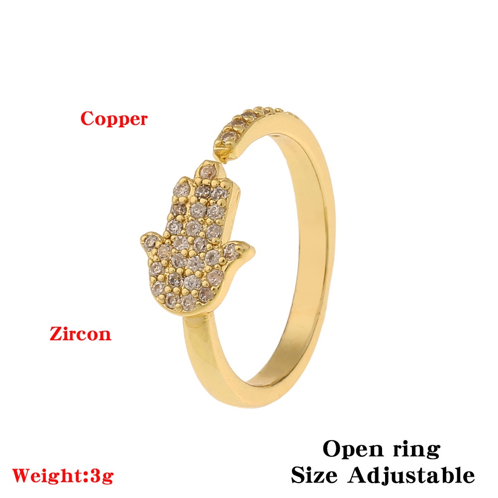 Ornamen Golden Palm moon terbuka cincin pria dan wanita ins kepribadian sederhana perhiasan fashion