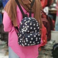 Ransel Wanita Mini Tren 2022 Tas Perempuan Nilon Print Bintang Ransel Feminina Kecil Tas Sekolah untuk Ransel Perempuan Remaja