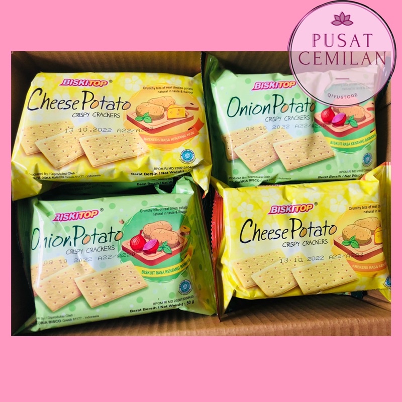 

Biskuit Kentang Keju - Potato Cheese Onion Crackers Biskitop - Cemilan Murah