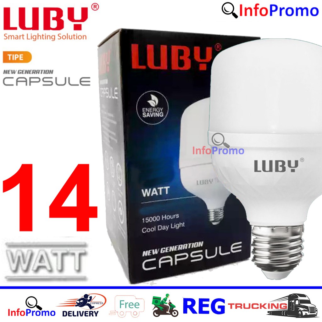 Bohlam Lampu LED 14 Watt Luby New Generation Capsule Cahaya Putih SNI Original