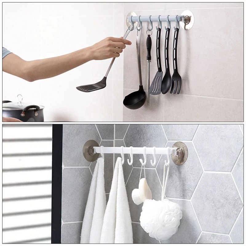 Outer Rak Gantungan Peralatan Dapur 6 Hole Strong Adhesive Hook - Ou007