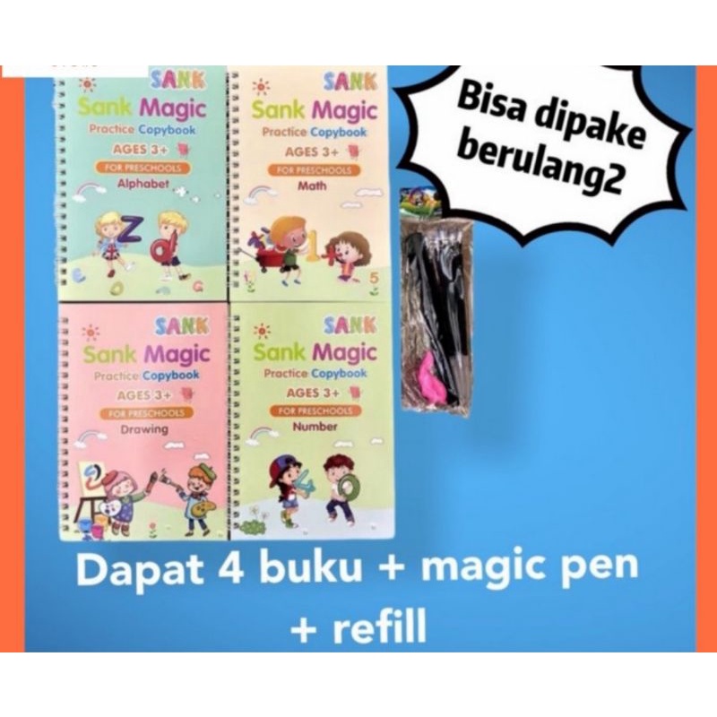 

Set Buku Latihan Menulis Sank Magic / Pratice Sank Book / Buku edukasi Tk & SD