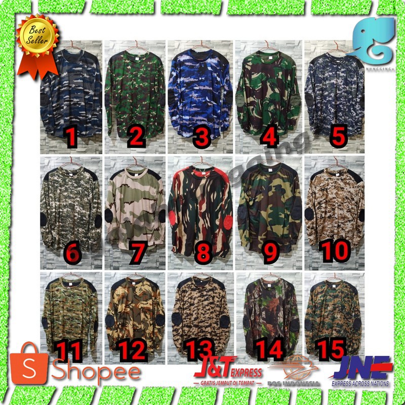 KAOS LORENG CAMO ARMY Lengan Panjang MURAH BANDUNG