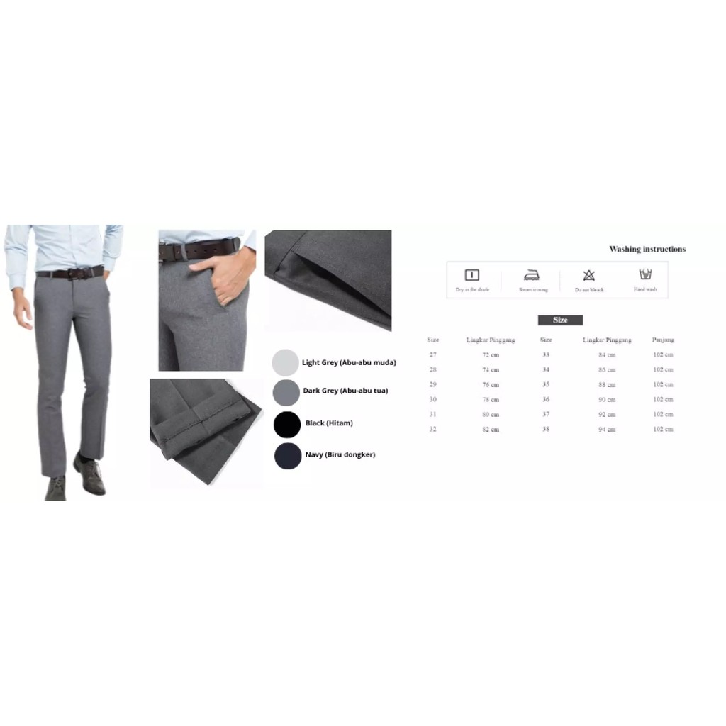 CELANA KANTOR FORMAL PRIA SLIMFIT BAHAN DASAR KAIN GABARDIN | WOOL