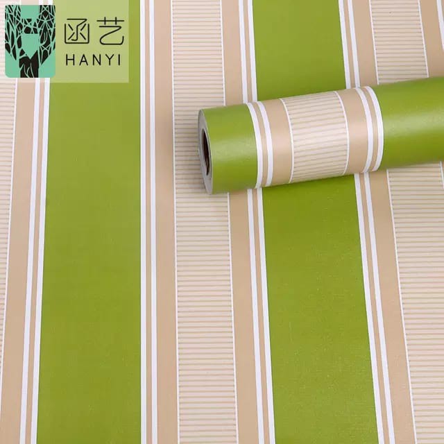 WALLPAPER DINDING stiker kamar 45 CM X 10 M / 9.5 M SALUR HIJAU