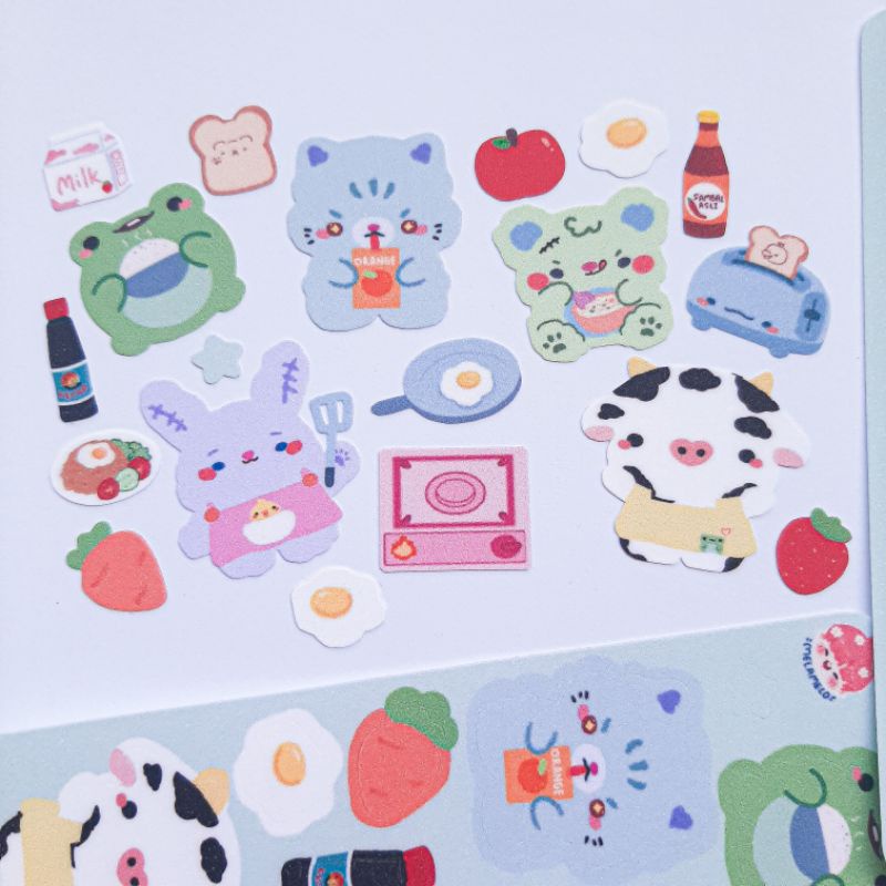

Breakfast Glitter Sticker Stiker Sarapan Journal Deco