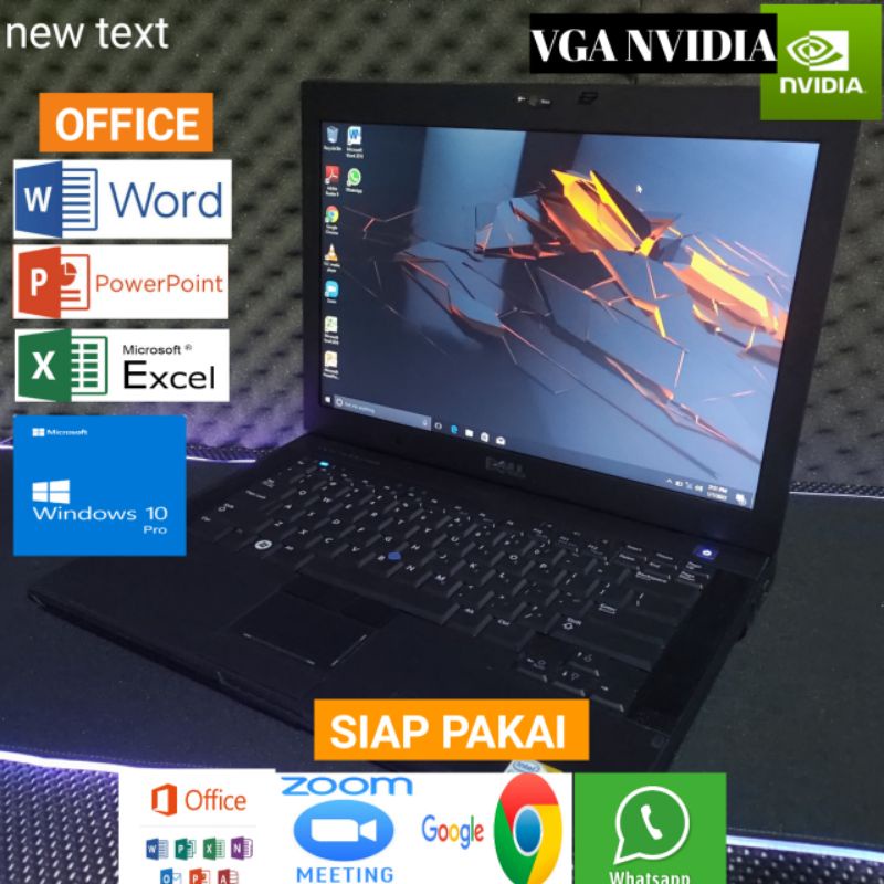 Laptop second murah Dell E6400 Ram 4GB VGa Nvidia GeForce SSD windows 10 - Mulus