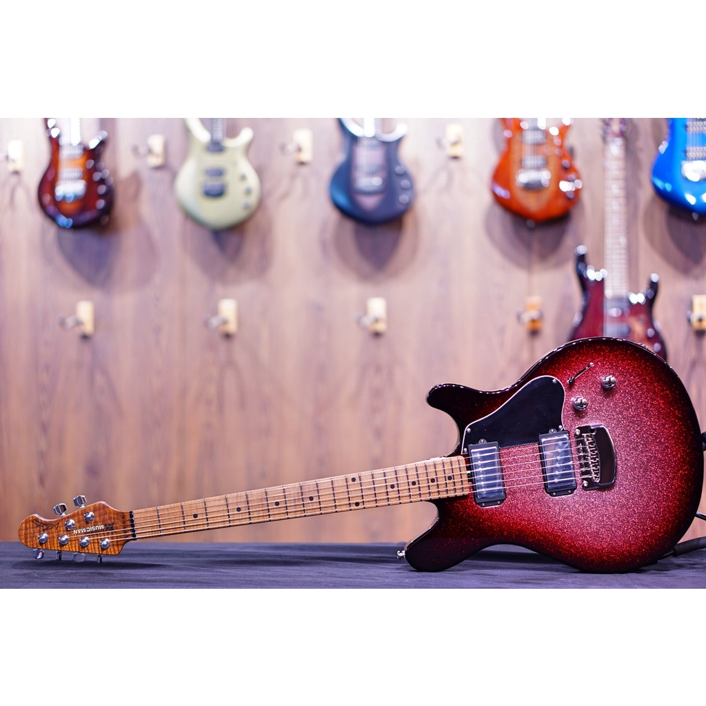 Ernie Ball Music Man Valentine Tremolo Electric Guitar - Maroon Sparkle Burst H00556