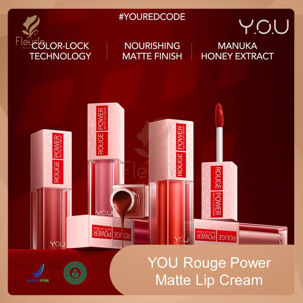 YOU Rouge Power Matte Lip Cream - Long Lasting Matte 18H Original BPOM