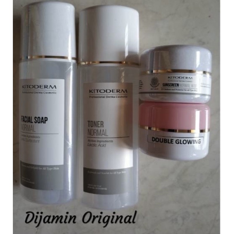 Kitoderm Paket Double Glowing Cream Normal Series -krim pemutih / flek