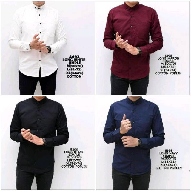 Ⓝxvf-648 Kemeja Pria Polos Fashion Maikel Katun Strit LD100 PJ70 Allsize M L XL Kerja Formal TERBARU