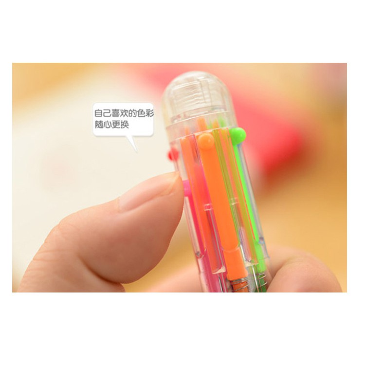 TOP Price Pulpen 6 Color in 1 Ballpoint Pen Office Pena 6 Warna Sekaligus Berwarna U09