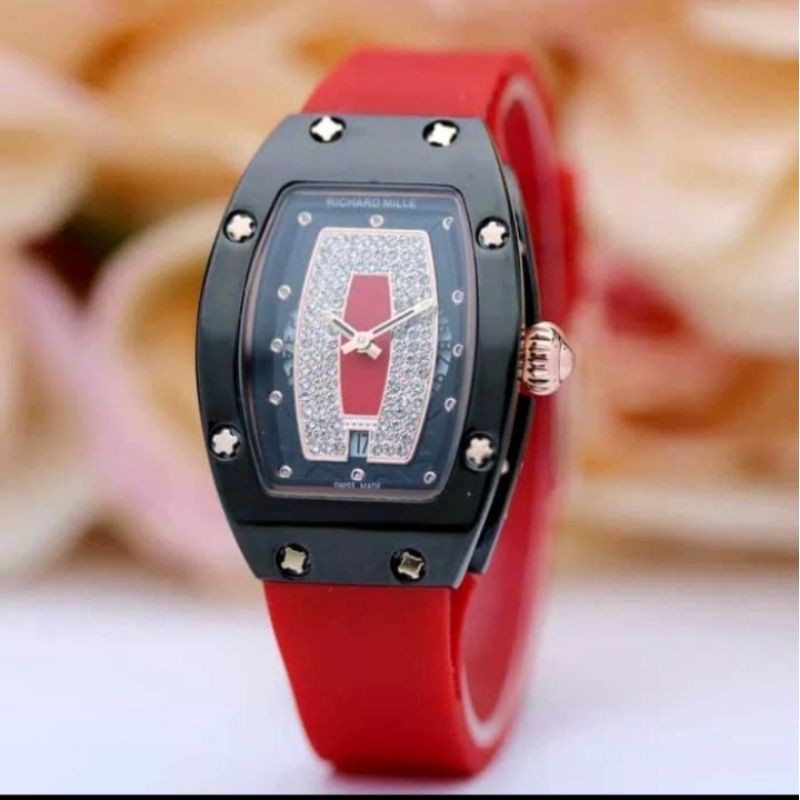 Jam Tangan Wanita Richard Mile RM-9920 Rubber Tanggal Aktif - Free Box Batre Cadangan Original