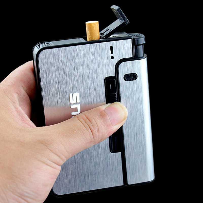 Kotak Rokok 2in1 With Lighter Metal Case Dengan Slot Korek Api