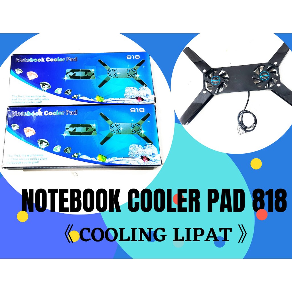 Notebook Cooler Pad 818 Kipas Laptop Lipat X Cooling