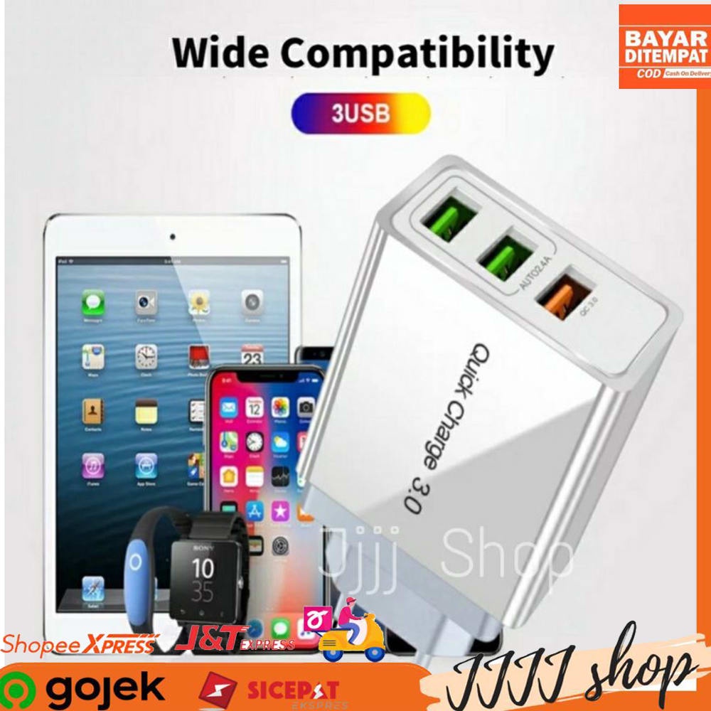 Kepala Charger Fast Charging Adaptor 3 Port High Quality Universal Phone