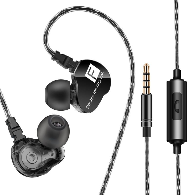 QKZ Dual Driver Earphone HiFi Dengan Mic - QKZ-CK9