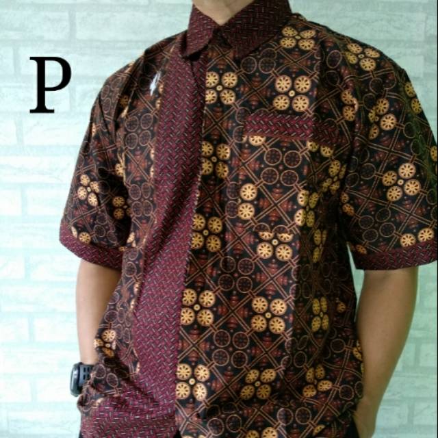 Kemeja hem batik dewasa cappucino