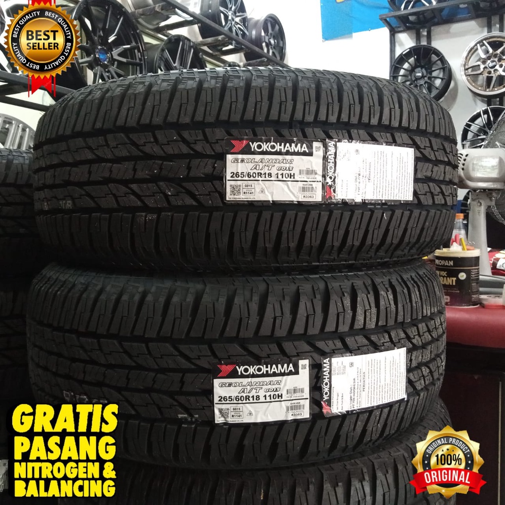 BAN MOBIL 265/60 Ring 18 YOKOHAMA GEOLANDAR A/T -G015 110H Semi Offroad 265 60 R18 COCOK untuk FORTU