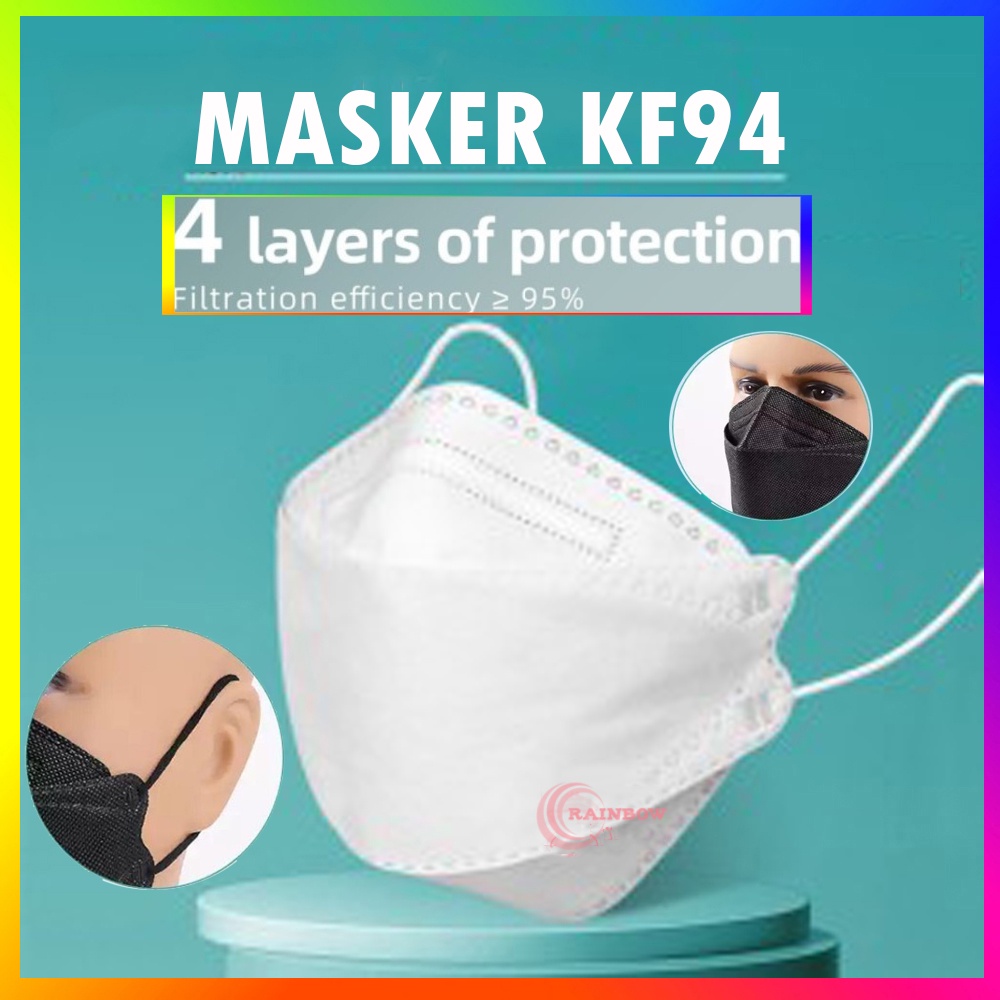 Masker KF94 Black Masker Korea 4Ply Earloop Hitam KF 94 Masker KF94 Putih 4 Lapis 10PCS Masker KF94 