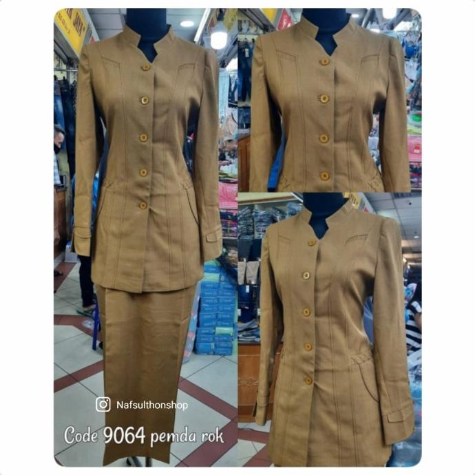 Set Blazer Baju Pemda Seragam PNS Wanita khaki keki muslim shanghai
