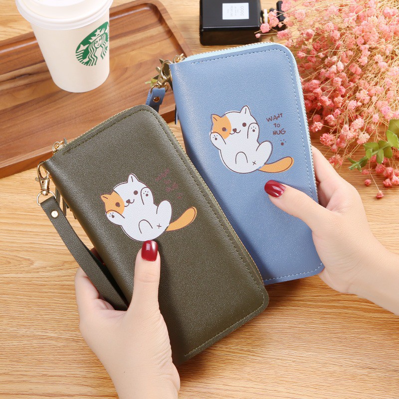 EV - D117 DOMPET PANJANG WANITA  DENGAN KARAKTER CAT CUTE