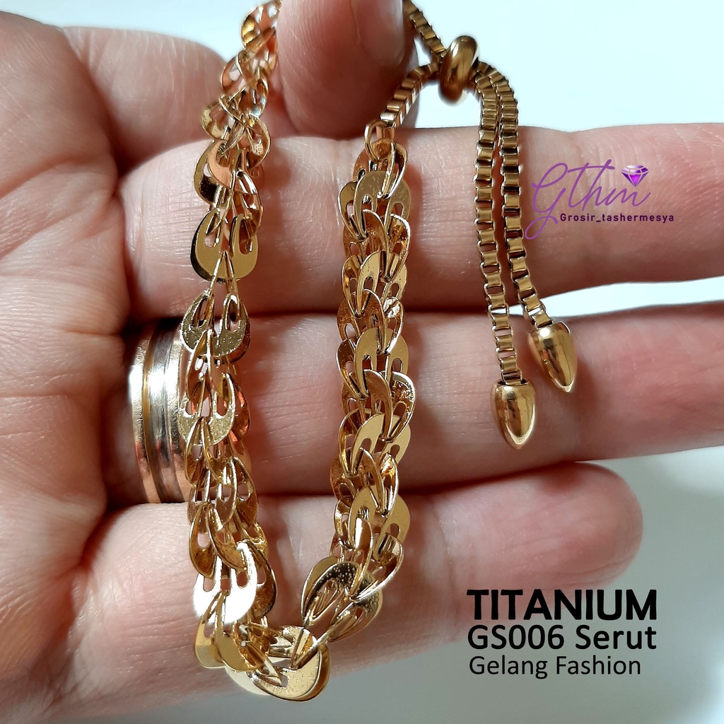 Gelang Serut Titanium Perhiasan Fashion Import Anti Karat aman dan cocok dipakai sehari-hari gs006