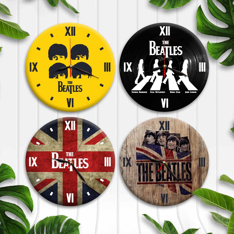 JAM DINDING KAYU UNIK BAND THE BEATLES - DEKORASI RUANGAN KAMAR - HADIAH ULANG TAHUN - BTLS S1