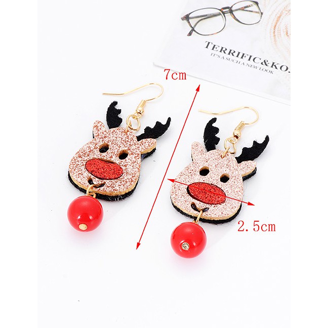 LRC Anting Gantung Fashion Multi-color Deer Shape Decorated Earrings