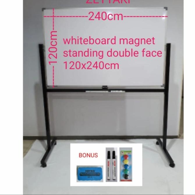 

Papan Tulis Whiteboard Standing Magnet Double Face ZETTAKI 120x240cm