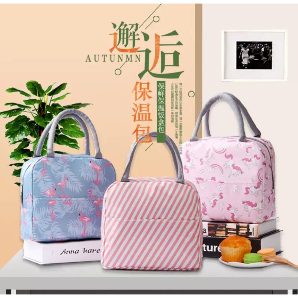 Tas Makan Siang Tahan Air Isolasi Aluminium Foil Tote Bag Besar Korean