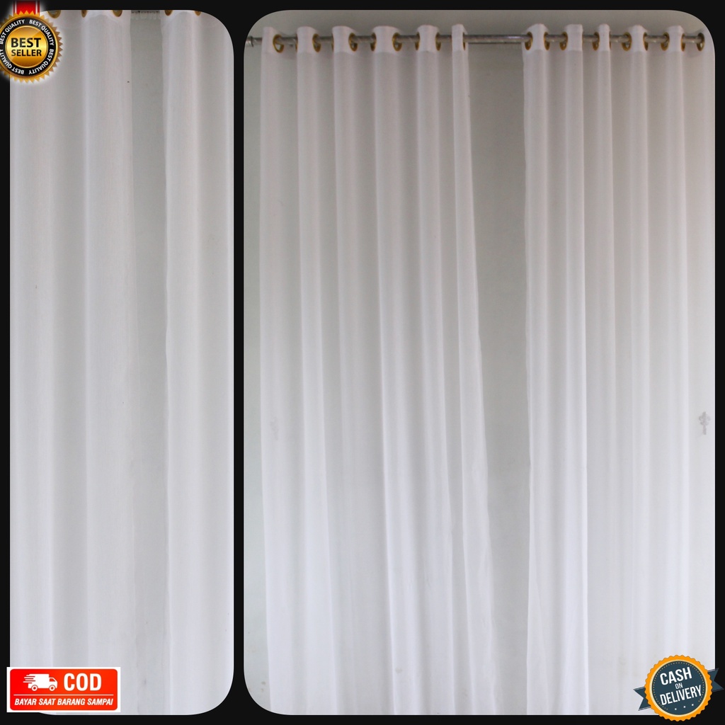 Vitrase Gorden / Daleman Gorden Vitrase Polos Tebal Warna Putih Model Smokring