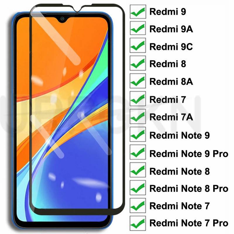 9D 9H Full Tempered Glass For Xiaomi Redmi Note 7 8 9 Pro 8T 9S Screen Protector Redmi 7 7A 8 8A 9 9C 9A Safety Protective Glass